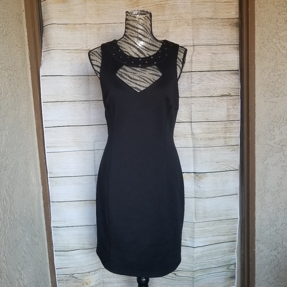 Guess- black studded bodycon cutout dress size 14 - Picture 2 of 8